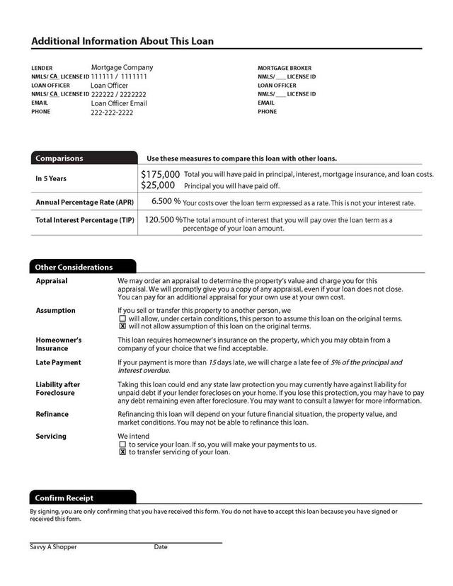 Loan Estimate Page 3
